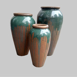 正品陶瓷土粗陶罐花瓶摆件庭院别墅景观釉花盆大中式落地装饰组合