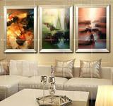 纯手绘临摹朱德群三联幅抽象油画客厅卧室餐厅装饰画现代简约壁画