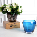 欧式透明彩色玻璃花瓶 现代时尚花器 小气泡餐桌花插摆件 3色