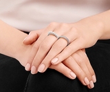 美国代购拼邮 Swarovski/施华洛世奇Calista双环水钻珍珠戒指