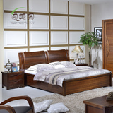缅甸原木柚木实木床1.8米 现代中式家具气动高箱储物双人木床1.5