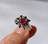 欧洲Vintage古董珠宝天然近1卡缅甸鸽血红宝石钻石白金戒指(带证)
