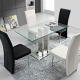 简约时尚钢化玻璃长方形餐桌 餐桌椅组合小户型创意餐桌椅个性