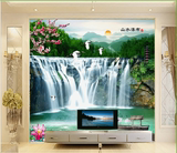 画中式电视背景墙壁画客厅卧室沙发无缝3D立体大型壁画山水风景壁