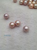 极强光10-11mm天然淡水珍珠 正圆裸珠颗粒珠 镜面光紫色粉色珍珠