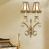 阁来雅美式仿古全铜壁灯双头 欧式卧室床头灯客厅墙壁灯室内灯具