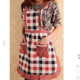 韩版一体式围裙长袖防水厨房成人罩衣反穿衣罩卡通带袖包邮