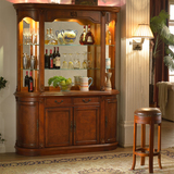 美式乡村酒柜 玻璃酒柜实木雕花客厅装饰柜欧式古典储物展示柜