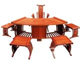 中式仿古红木家具非洲花梨木扇形休闲茶桌实木茶台凳子组合6件套