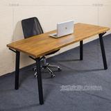 铁艺全实木餐桌欧式餐桌椅组合美式复古电脑桌台式家用书桌办公桌