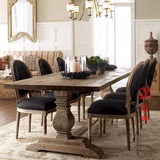美式乡村做旧长方形实木餐桌 欧式仿古风化西式橡木餐桌餐椅饭桌