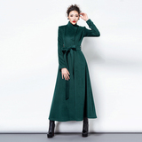 2015新款韩版女装修身立领风衣冬装毛呢外套纯色长款加厚羊绒大衣