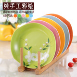 盘子陶瓷家用菜盘子创意汤盘日式深盘8寸饭盘船形盘彩色餐具盘