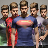 超人钢铁侠复仇者联盟夏季紧身T恤美国队长健身衣弹力运动紧身衣