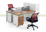 2人4人员工职员组合办公桌屏风工作位带书柜办公桌连体桌简约现代