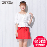 NICE CLAUP2016夏新款商场同款日系女装高腰一字领衬衣131310301A