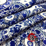 加厚全棉布料中国风DIY服装面料民族风桌布装饰墙布面料 青花瓷