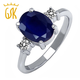 GSK S925银镶2.63克拉天然蓝宝石 配钻石彩色宝石戒指