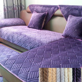 简约现代短毛法莱兰绒防滑沙发垫布艺坐垫套罩巾纯米白咖啡灰紫色