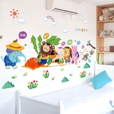 动物拔萝卜 超大款卡通组合墙贴纸 儿童房幼儿园卧室装饰墙壁贴画