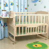 可折叠婴儿床童床摇篮床儿童床实木BB床无油漆可变全实木书桌松木