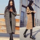 ZARA女装2016春装新款韩版针织衫修身中长款大羊毛衣春秋开衫外套