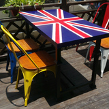 创意美式复古实木餐桌椅子组合4\6人 酒吧奶茶店漫咖啡厅桌椅套件