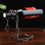 铁艺红酒架悬浮红酒架摆件 创意链条酒瓶支架魔术绳子葡萄酒架子