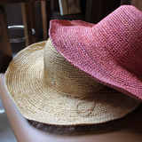 美国代购帽子女士可折叠草帽拉菲草防紫外线遮阳帽太阳帽防晒帽