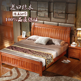 包邮橡木实木床1.8米双人床单人床1.2米 1.35米1.5米高箱储物婚床