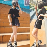 原宿bf风篮球服套装两件套女夏宽松 短裤裙韩版潮学生运动棒球衣