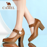 【新品】Camel/骆驼女鞋 2016夏季新款粗跟单鞋优雅高跟圆头女鞋