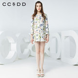 CCDD2016春装新款专柜正品女中国风田园印花时尚直筒风衣通勤外套