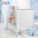 笑巴喜 多功能天然实木婴儿床环保油漆白色儿童床少年床 白色单床