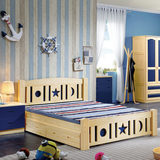 简约现代1.2米单人床全松木1.5米儿童床环保实木床地中海套房家具