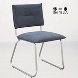 饰一家 不锈钢餐椅软面布艺餐桌椅弓形钢架不锈钢餐椅欧式餐椅