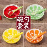 创意水果陶瓷器餐具套装西瓜米饭碗勺可爱釉下彩日式碗卡通套装