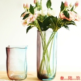 简约现代琉璃色水培插花透明玻璃水晶花瓶时尚创意装饰摆件艺术品