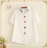 2016夏季女装新款短袖衬衫日系森女系刺绣学生衬衣打底衫可爱上衣