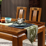 全实木榆木餐桌椅一桌六椅长方形餐桌纯实木小户型客厅餐台椅组合