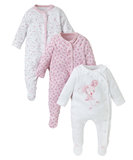 现货英国mothercare正品童装代购 女宝可爱小老鼠长袖连体衣3件