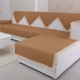 亚麻防滑布艺沙发垫子欧式坐垫米色四季通用组合全盖皮沙发巾套罩