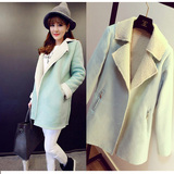 2014新款冬装韩国亮色麂皮羊羔毛长款外套风衣大衣