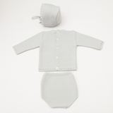英国Pepa婴儿针织毛衣英伦风三套装 上装短裤帽子 男女童 1-3月