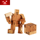 九猪创意儿童开学玩具木头魔方机器人益智减压玩物送男友生日礼物