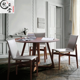 黑胡桃木圆形餐桌白蜡木橡木简约饭桌欧式现代大小户型休闲咖啡桌