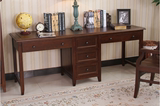 美式现代写字桌1米8办公桌家具美式实木书桌书架组合 写字台订做