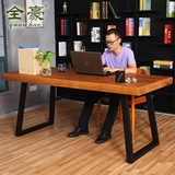 实木书桌椅组合 铁艺办公桌会议桌餐桌电脑桌写字台家用工作长桌