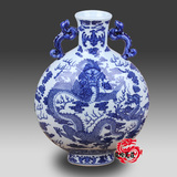 景德镇陶瓷器花瓶工艺摆件现代家居装饰品明清青花瓷 仿古月光瓶