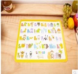 正韩国儿童餐具垫PVC卡通动物英语学习口诀防滑餐垫隔热餐桌垫子